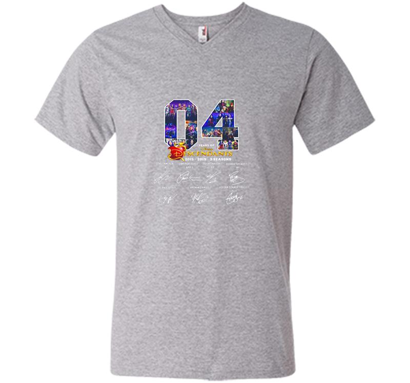 Inktee Store - 04Th Years Of Disney Descendants 2015-2019 Signature V-Neck T-Shirt Image