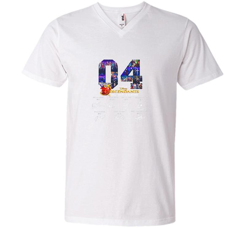 Inktee Store - 04Th Years Of Disney Descendants 2015-2019 Signature V-Neck T-Shirt Image