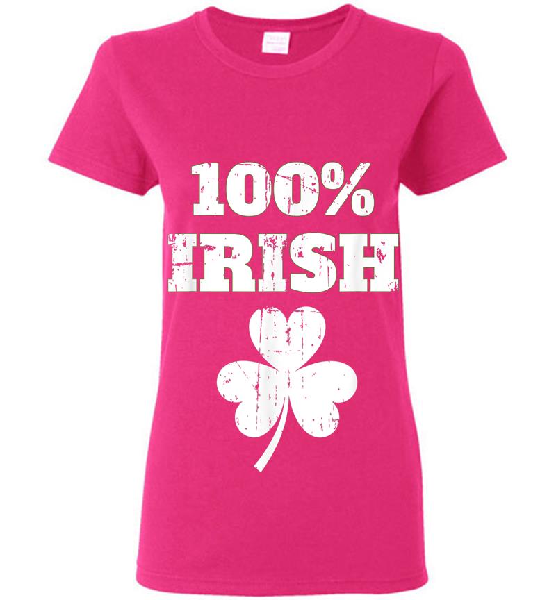 Inktee Store - 100% Irish Vintage Retro St Patricks Day Womens T-Shirt Image