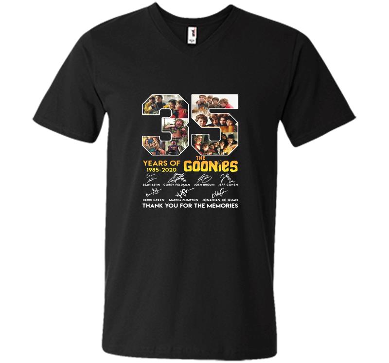 35th Years Of The Goonies 1985-2020 Signature V-neck T-shirt