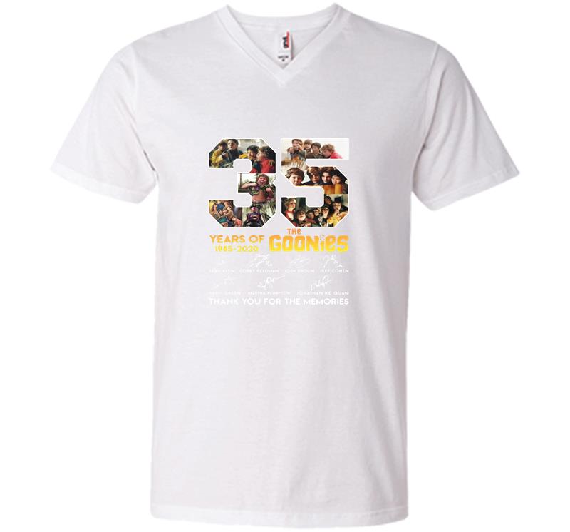 Inktee Store - 35Th Years Of The Goonies 1985-2020 Signature V-Neck T-Shirt Image
