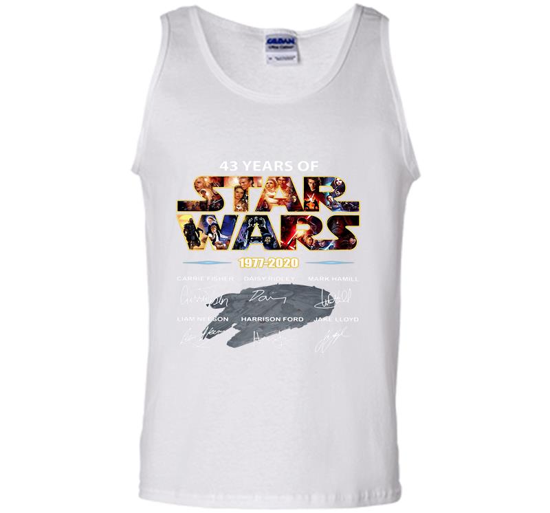 Inktee Store - 43Rd Years Of Star Wars 1977-2020 Carrie Fisher Signature Mens Tank Top Image