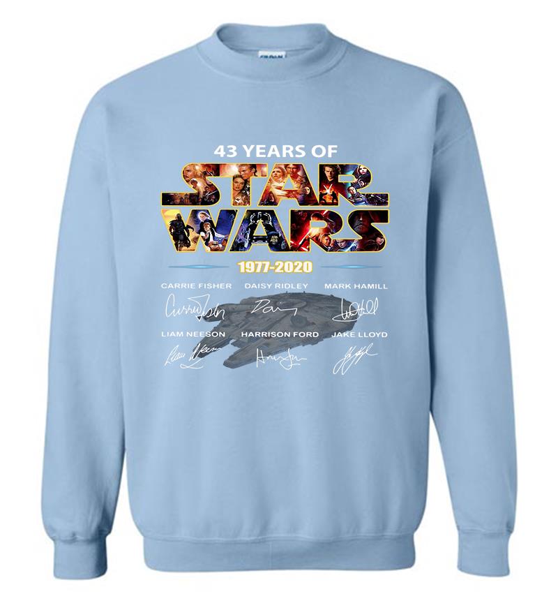 Inktee Store - 43Rd Years Of Star Wars 1977-2020 Carrie Fisher Signature Sweatshirt Image
