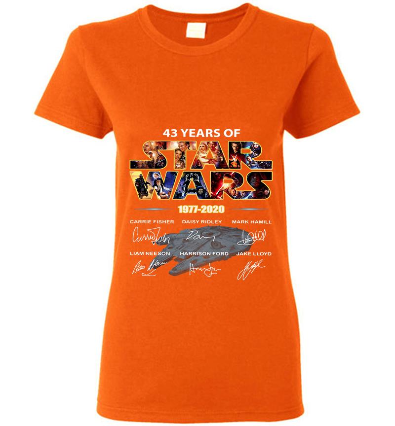 Inktee Store - 43Rd Years Of Star Wars 1977-2020 Carrie Fisher Signature Womens T-Shirt Image