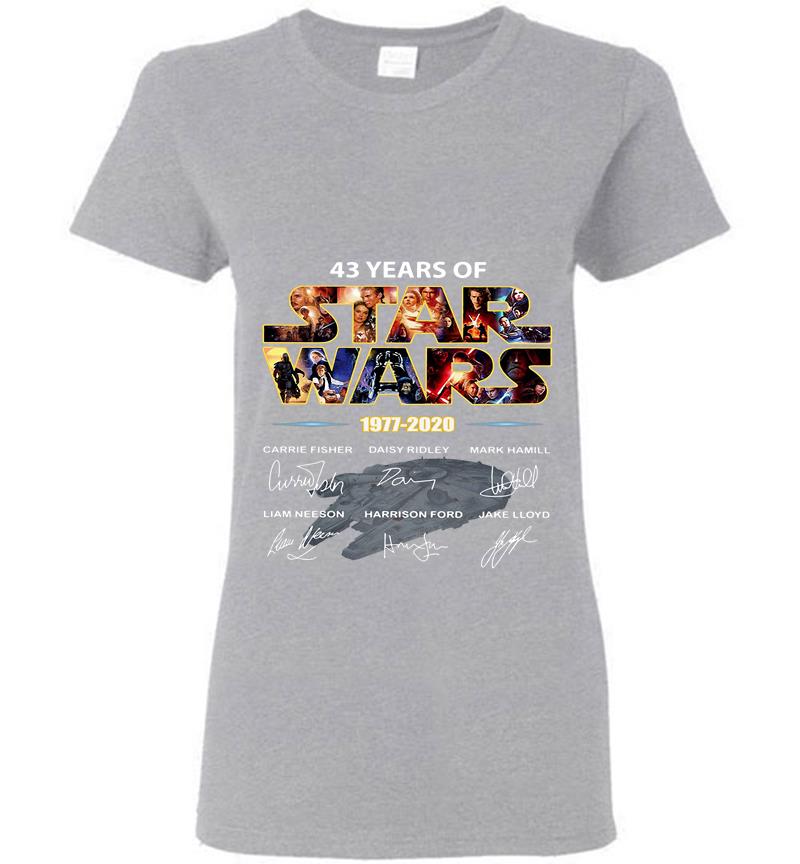 Inktee Store - 43Rd Years Of Star Wars 1977-2020 Carrie Fisher Signature Womens T-Shirt Image