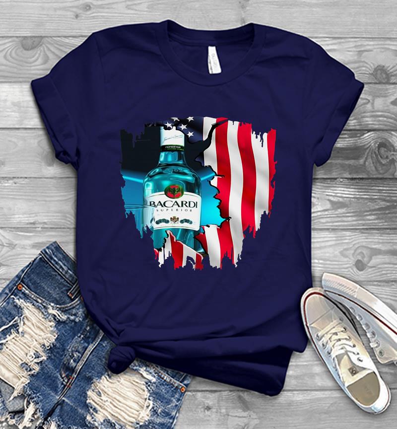 Inktee Store - 4Th Of July Independence Day Bacardi Superior Wine Mens T-Shirt Image