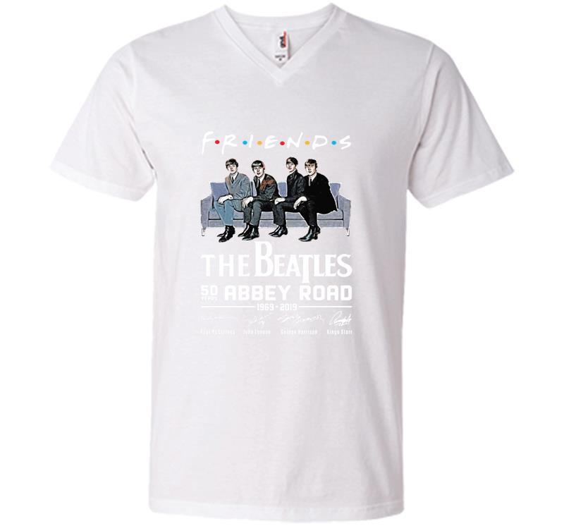 Inktee Store - 50Th Abbey Road Years The Beatles Friends Tv Show 1969-2019 Signature V-Neck T-Shirt Image