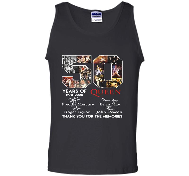 Inktee Store - 50Th Years Of Queen Band 1970-2020 Signature Thank You For The Memories Mens Tank Top Image