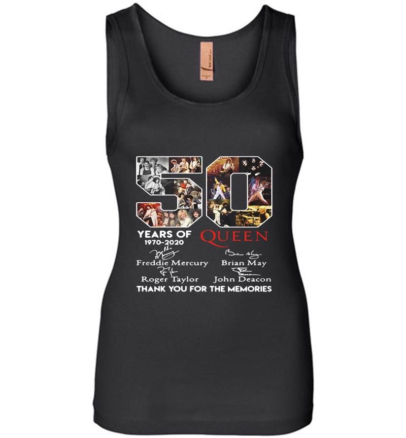 50Th Years Of Queen Band 1970-2020 Signature Thank You For The Memories Womens Jersey Tank Top
