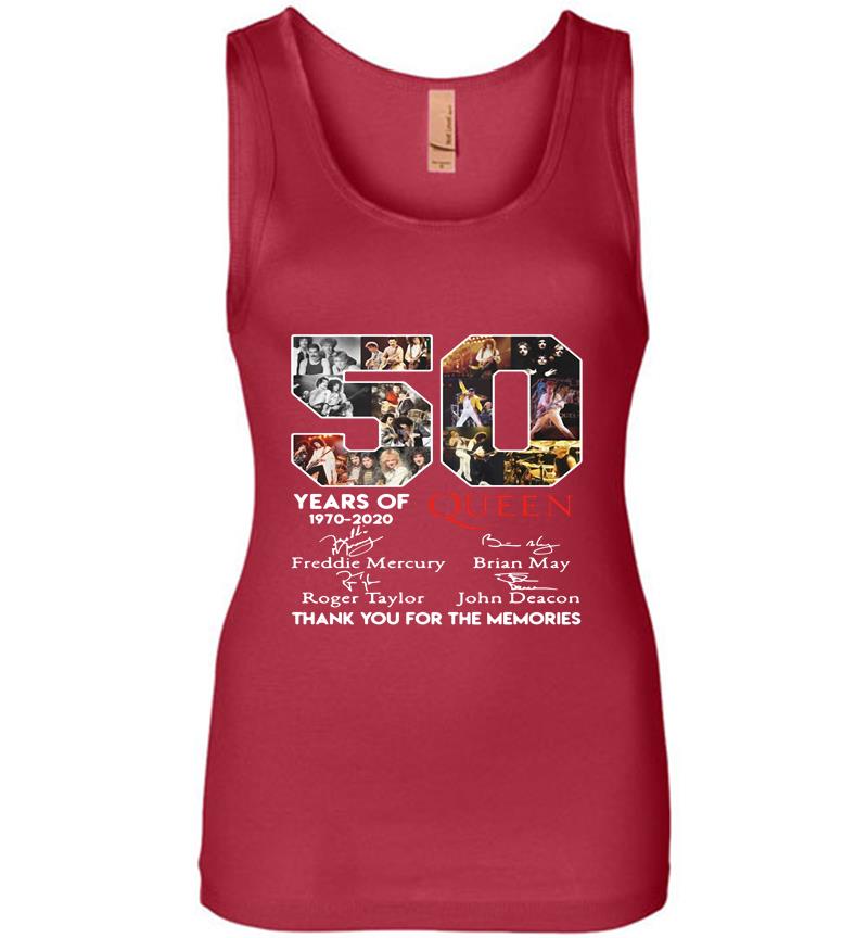 Inktee Store - 50Th Years Of Queen Band 1970-2020 Signature Thank You For The Memories Womens Jersey Tank Top Image