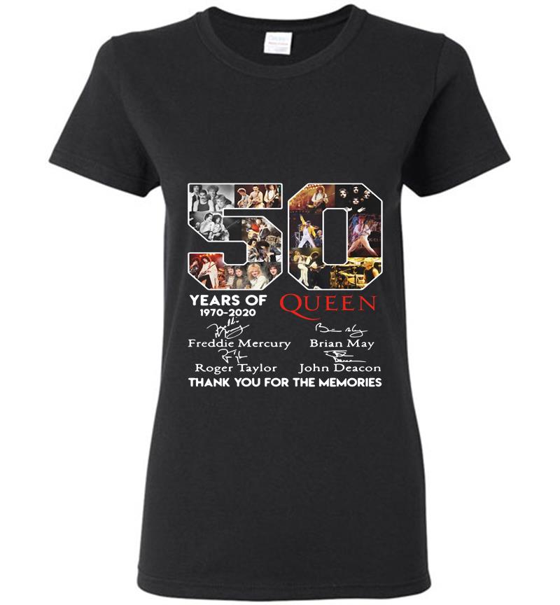 50Th Years Of Queen Band 1970-2020 Signature Thank You For The Memories Womens T-Shirt