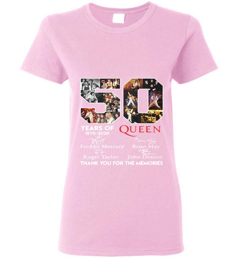 Inktee Store - 50Th Years Of Queen Band 1970-2020 Signature Thank You For The Memories Womens T-Shirt Image