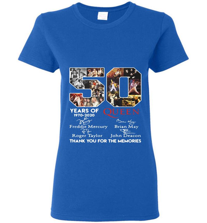 Inktee Store - 50Th Years Of Queen Band 1970-2020 Signature Thank You For The Memories Womens T-Shirt Image