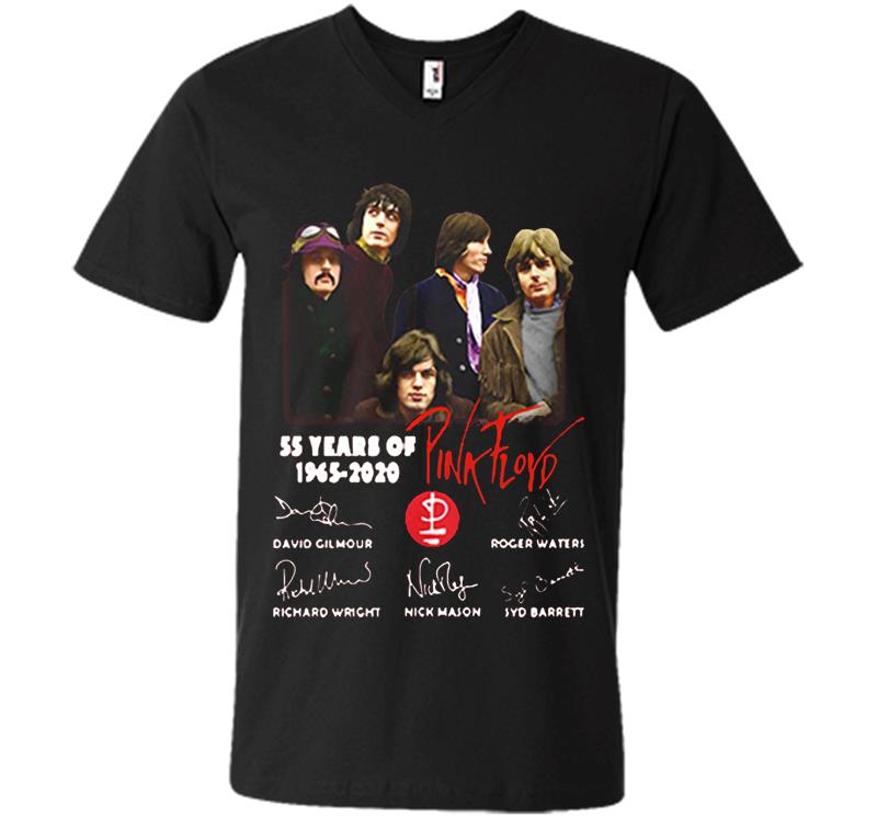 55 Years Of Pink Floyd Psychedelic Rock 1965-2020 Signature V-neck T-shirt