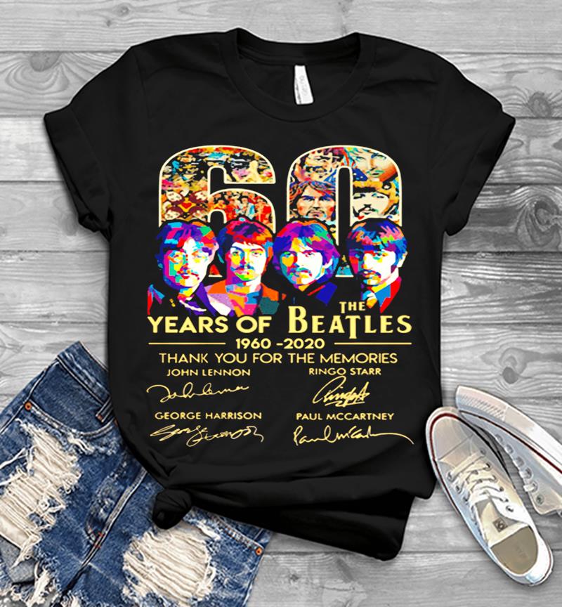 60 Years Of The Beatles Rock Band 1960-2020 Thank You For The Memories Signature Mens T-shirt