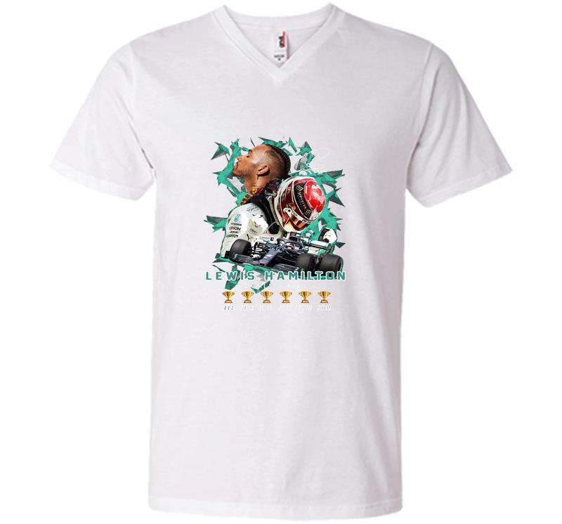 Inktee Store - 6Th Champions Lewis Hamilton World Titles V-Neck T-Shirt Image