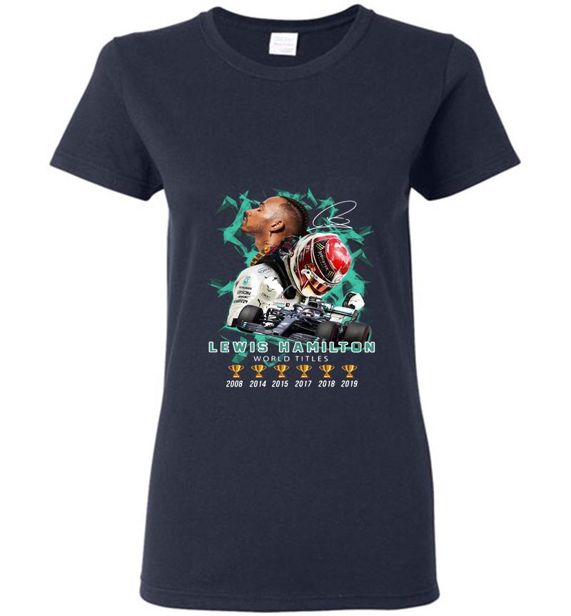 Inktee Store - 6Th Champions Lewis Hamilton World Titles Womens T-Shirt Image