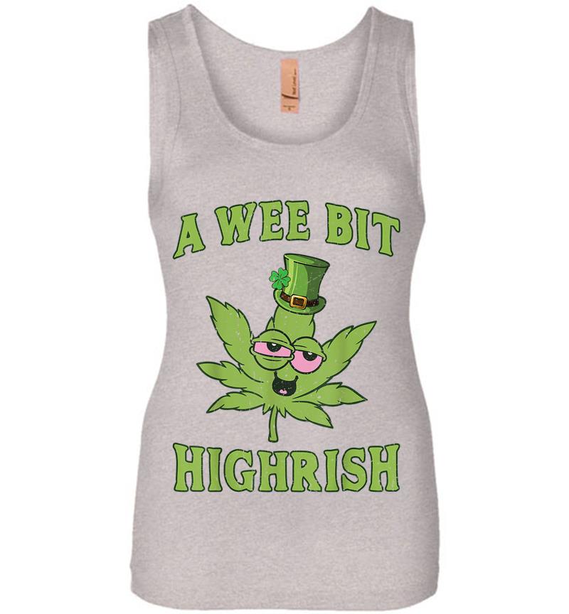 Inktee Store - A Wee Bit Highrish St Patricks Day Weed Marijuana Womens Jersey Tank Top Image