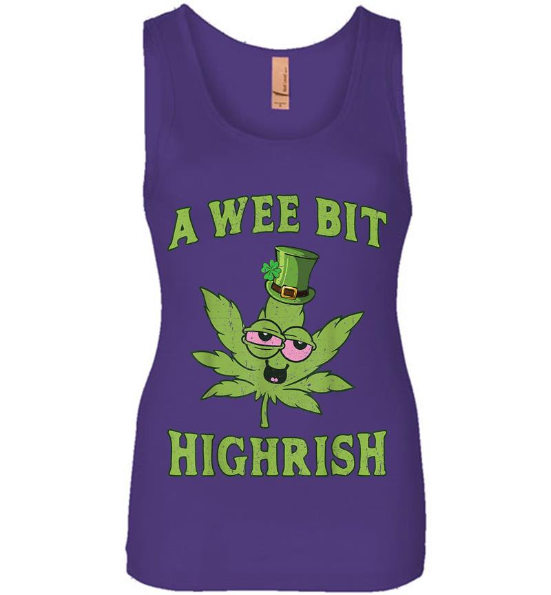 Inktee Store - A Wee Bit Highrish St Patricks Day Weed Marijuana Womens Jersey Tank Top Image