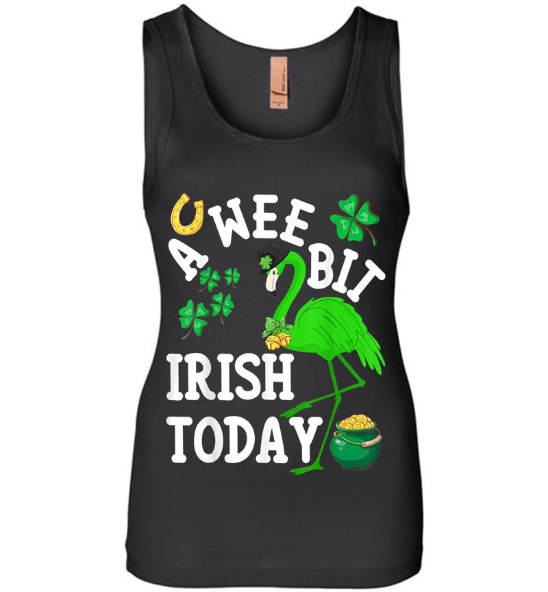 A Wee Bit Irish Today Funny Green Flamingo St Patricks Day Womens Jersey Tank Top
