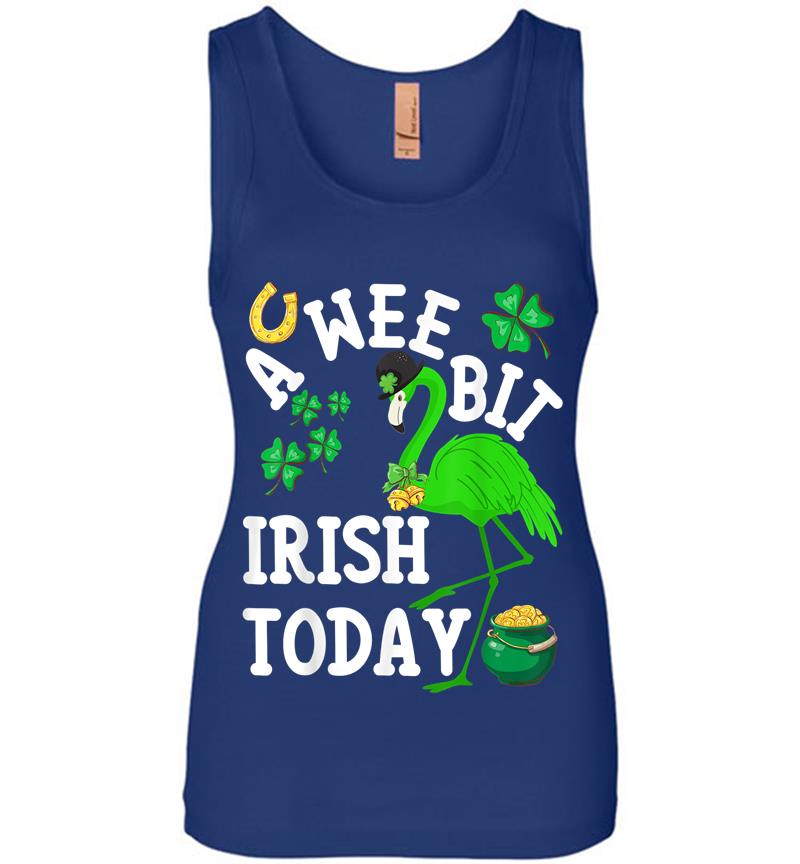 Inktee Store - A Wee Bit Irish Today Funny Green Flamingo St Patricks Day Womens Jersey Tank Top Image