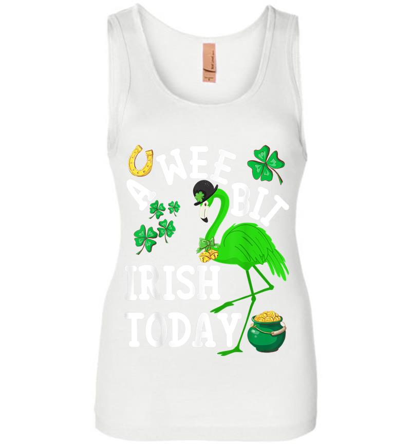 Inktee Store - A Wee Bit Irish Today Funny Green Flamingo St Patricks Day Womens Jersey Tank Top Image