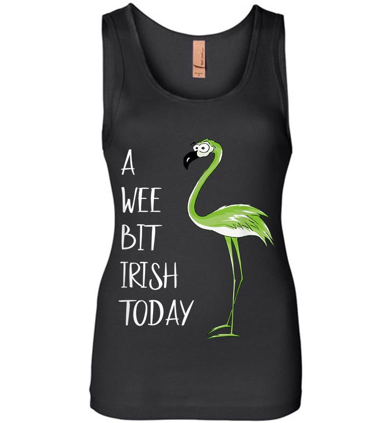 A Wee Bit Irish Today Green Flamingo St Pattys Day Womens Jersey Tank Top