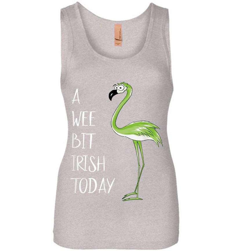 Inktee Store - A Wee Bit Irish Today Green Flamingo St Pattys Day Womens Jersey Tank Top Image