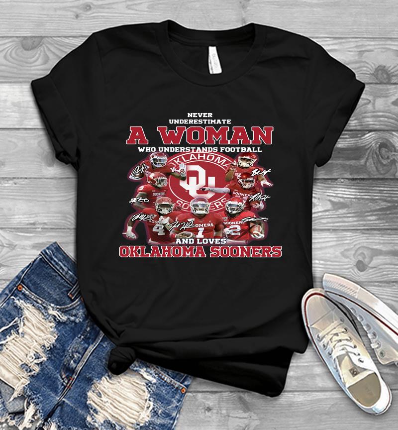 A Woman Who Understands Football And Loves Oklahoma Sooners Signature Mens T-Shirt