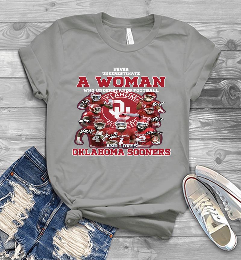 Inktee Store - A Woman Who Understands Football And Loves Oklahoma Sooners Signature Mens T-Shirt Image