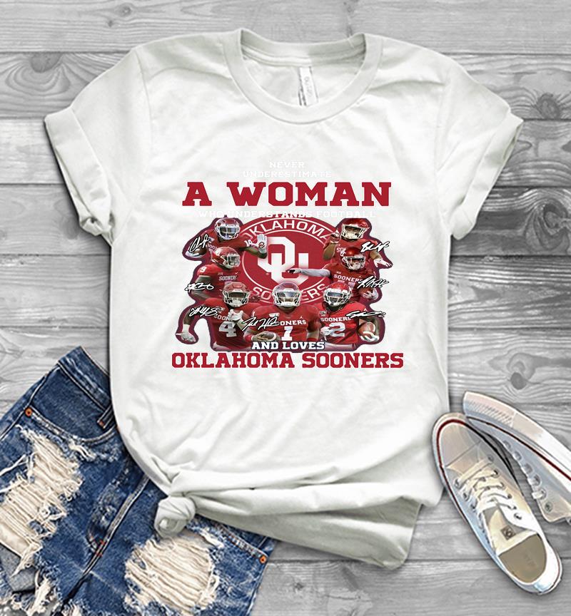 Inktee Store - A Woman Who Understands Football And Loves Oklahoma Sooners Signature Mens T-Shirt Image
