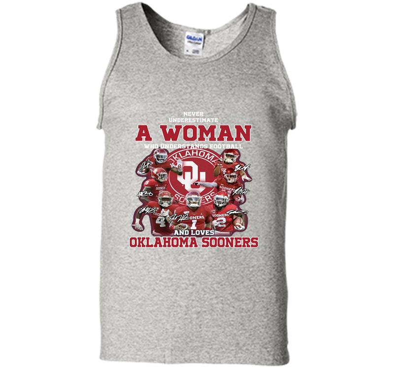A Woman Who Understands Football And Loves Oklahoma Sooners Signature Mens Tank Top