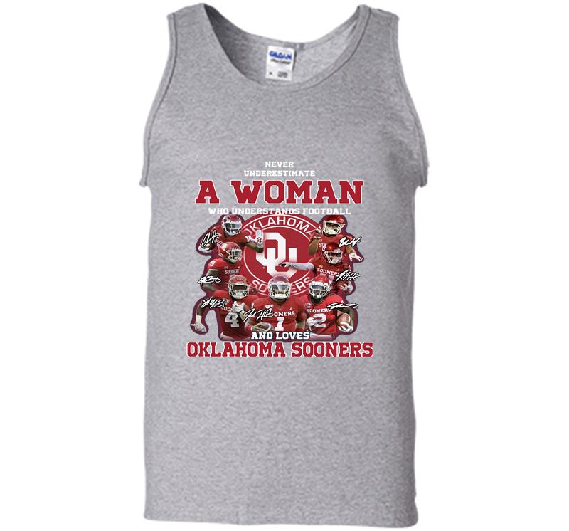 Inktee Store - A Woman Who Understands Football And Loves Oklahoma Sooners Signature Mens Tank Top Image