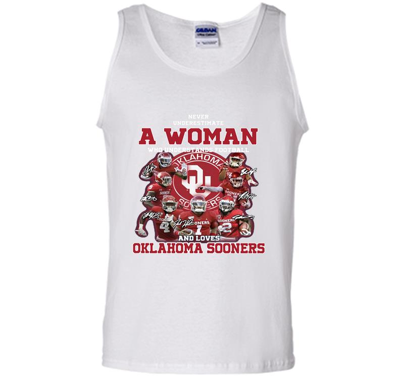 Inktee Store - A Woman Who Understands Football And Loves Oklahoma Sooners Signature Mens Tank Top Image