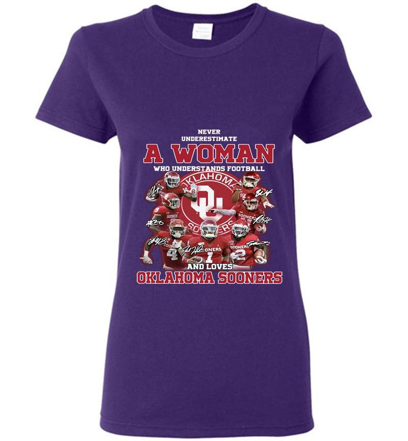 Inktee Store - A Woman Who Understands Football And Loves Oklahoma Sooners Signature Womens T-Shirt Image
