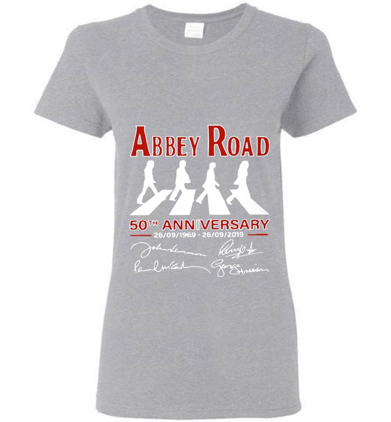 Inktee Store - Abbey Road 50Th Anniversary 1969-2019 Signature Womens T-Shirt Image