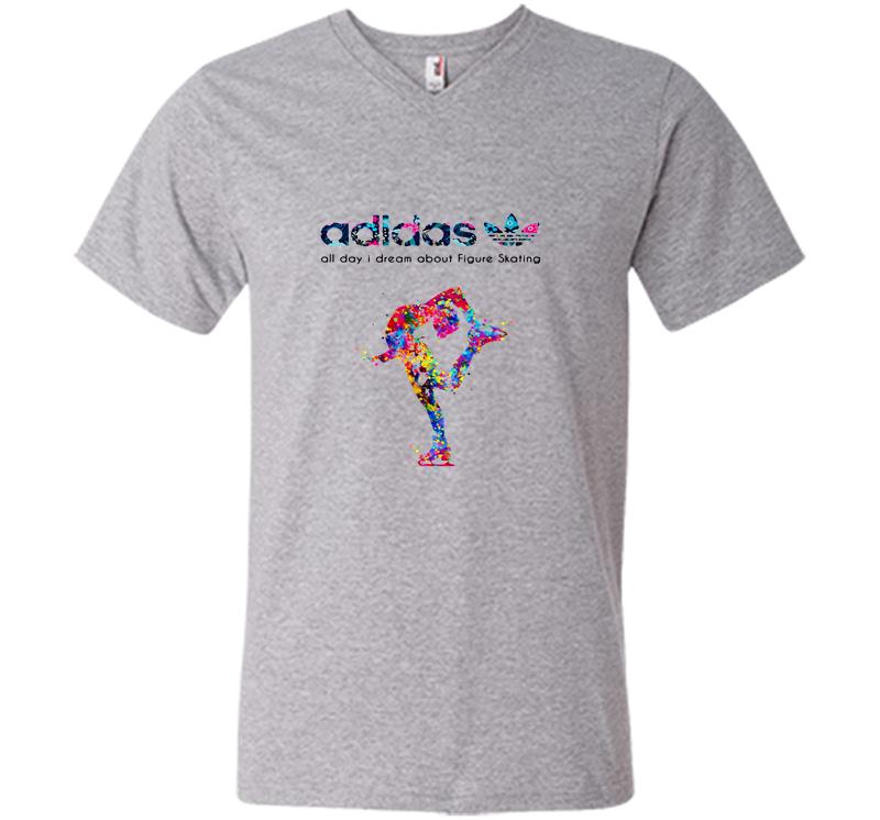 Inktee Store - Adidas Logo All Day I Dream About Figure Skating V-Neck T-Shirt Image