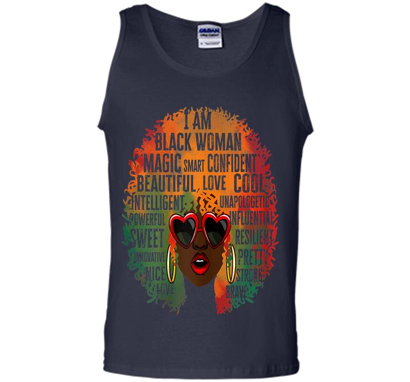 Inktee Store - African-American Queen I Am Black Woman History Month Pride Mens Tank Top Image