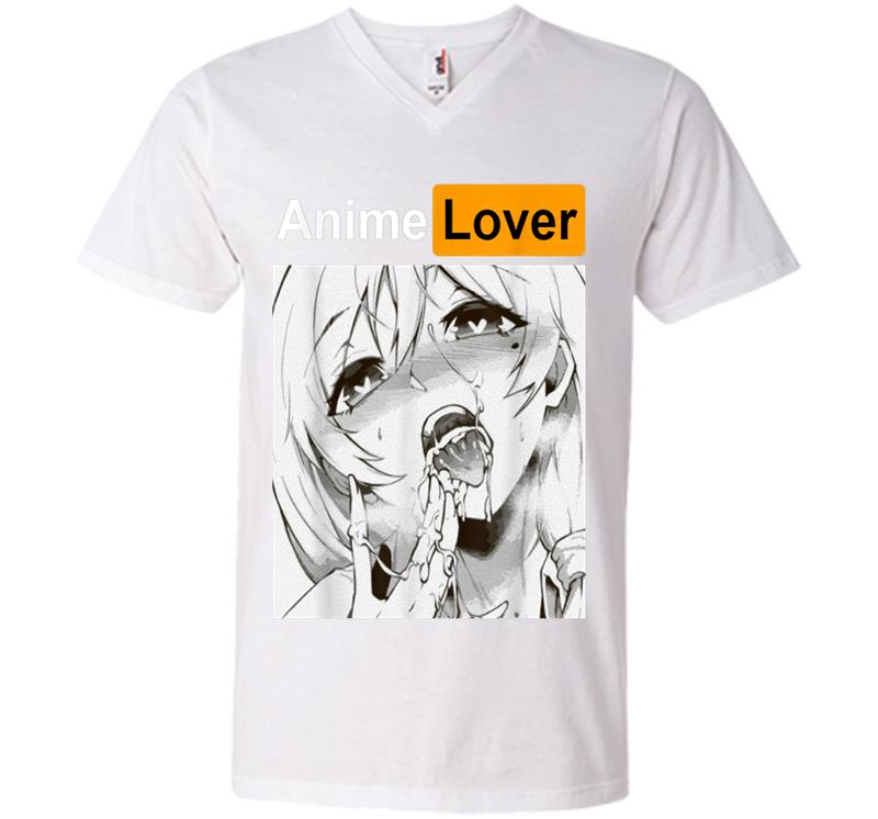 Inktee Store - Ahegao Lovers Anime Manga Sexy Mdchen Gesicht Hentai Ecchi V-Neck T-Shirt Image
