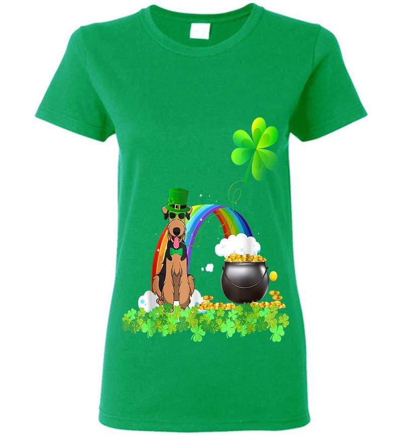Inktee Store - Airedale Terrier St Patricks Day Leprechaun Dog Womens T-Shirt Image