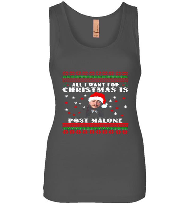 Inktee Store - All I Want For Christmas Is Post Malone Santa Womens Jersey Tank Top Image
