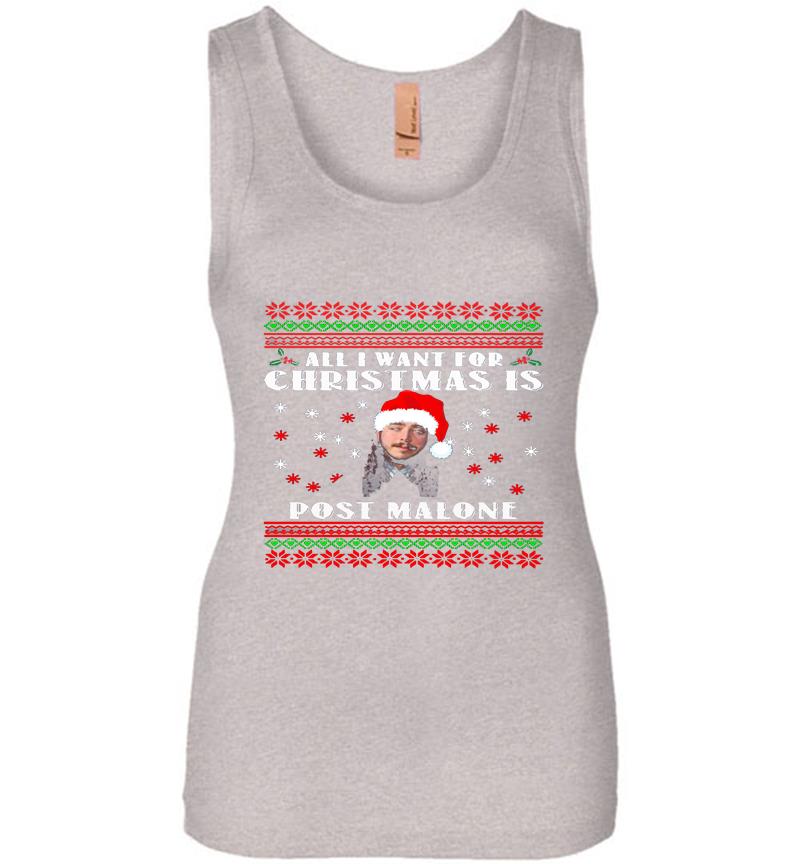 Inktee Store - All I Want For Christmas Is Post Malone Santa Womens Jersey Tank Top Image
