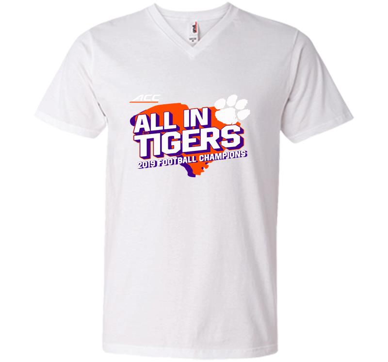 Inktee Store - All In Tigers 2019 Football Champions V-Neck T-Shirt Image