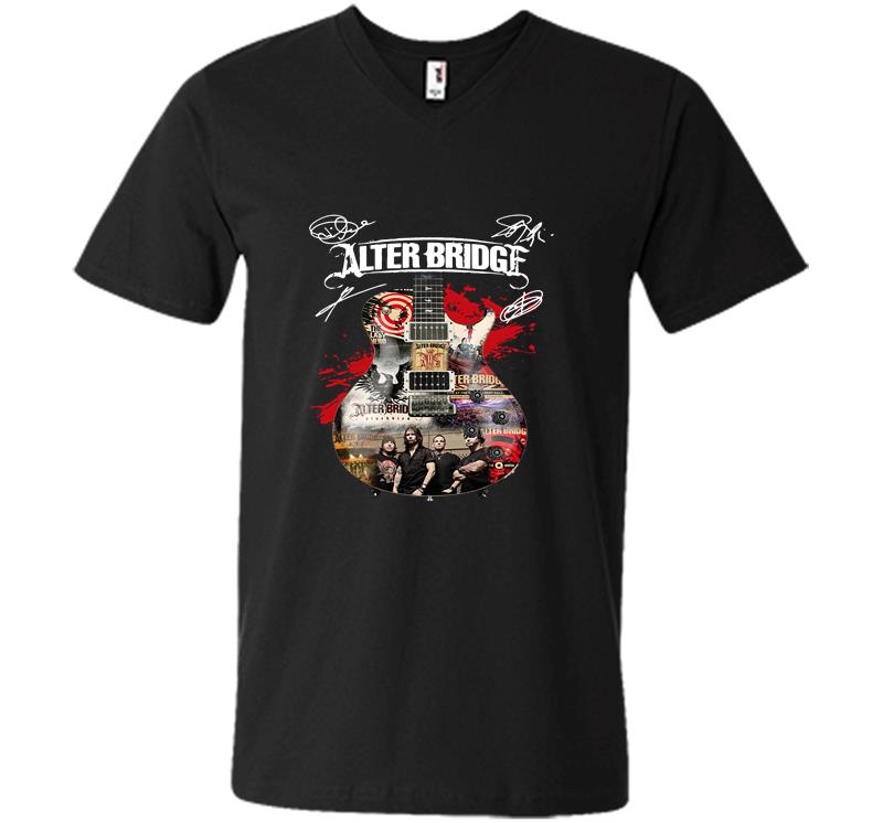 Alter Bridge Rock Band Guitar Signature V-neck T-shirt