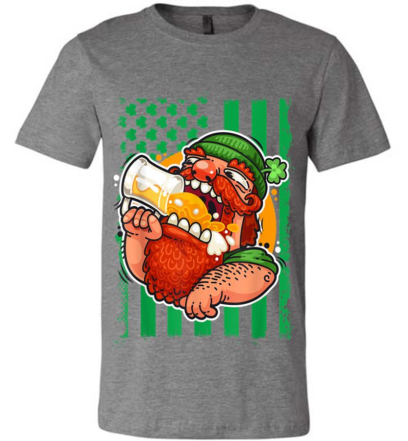 Inktee Store - American Flag Drunk Leprechaun St Patricks Day Premium T-Shirt Image