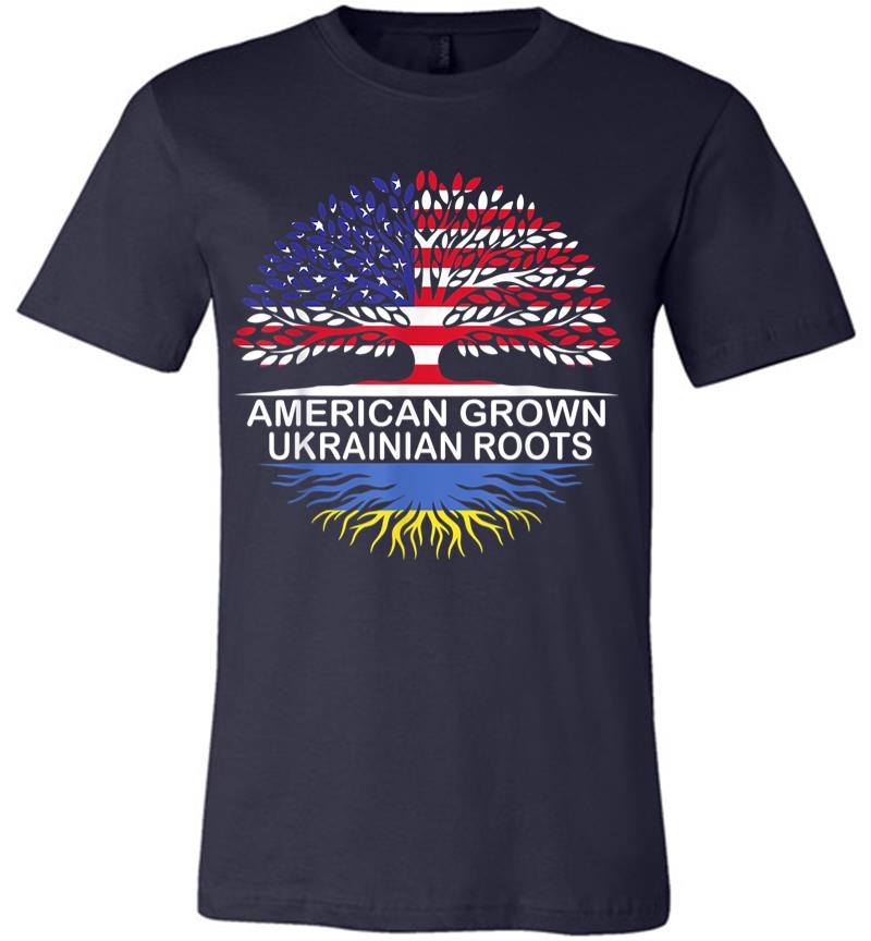Inktee Store - American Grown Ukrainian Roots Ukraine Flag Premium T-Shirt Image