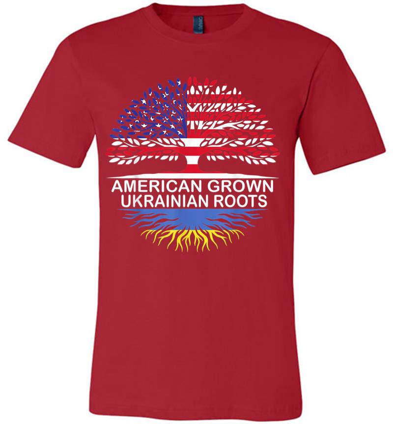 Inktee Store - American Grown Ukrainian Roots Ukraine Flag Premium T-Shirt Image