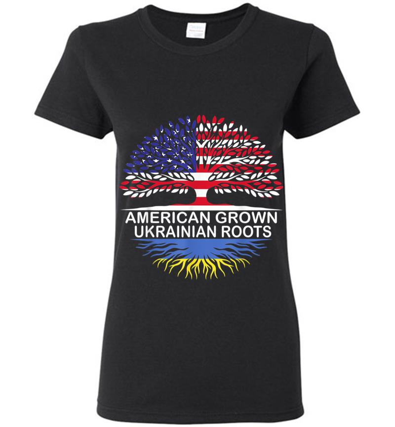 American Grown Ukrainian Roots Ukraine Flag Women T-Shirt