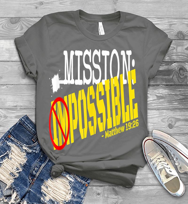 Inktee Store - Anything Possible With God Religious Mens T-Shirt Image