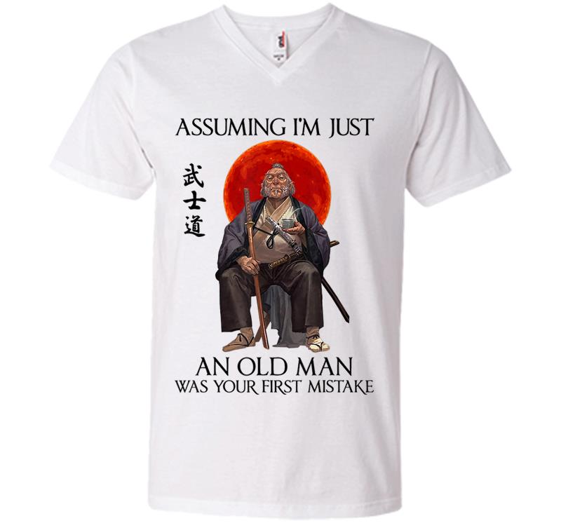Inktee Store - Assuming I'M Just An Old Man Was Your First Mistake V-Neck T-Shirt Image